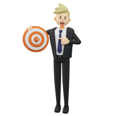 Businessman with archery target  3D Illustration