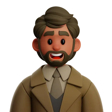 BUSINESSMAN WITH BEARD  3D Icon