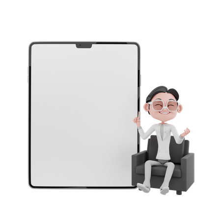 Businessman with blank tablet 3D Illustration