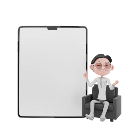 Businessman with blank tablet  3D Illustration