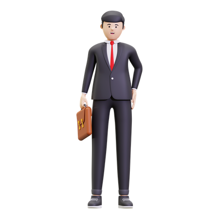 Businessman With Briefcase  3D Illustration