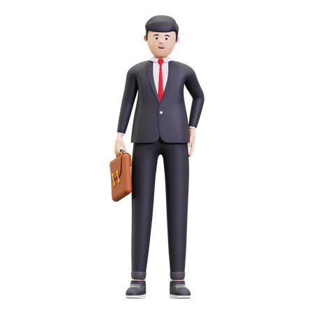 Businessman With Briefcase 3D Illustration