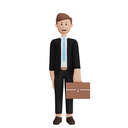 Businessman with briefcase  3D Illustration