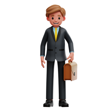 Businessman With Briefcase  3D Illustration