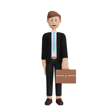 Businessman with briefcase 3D Illustration