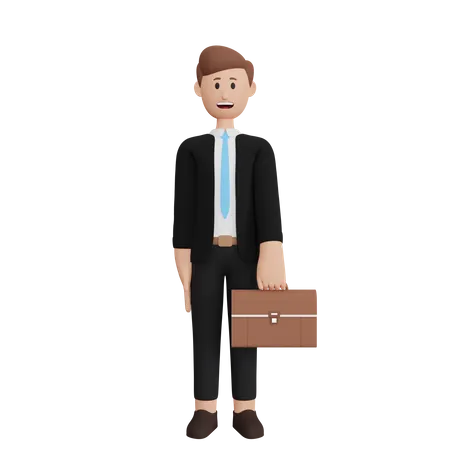 Businessman with briefcase 3D Illustration