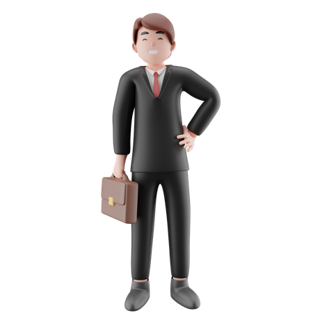 Businessman with briefcase  3D Illustration