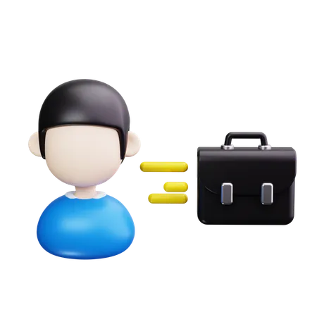 Businessman with business case  3D Icon