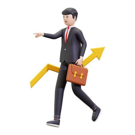 Businessman With Business Growth  3D Illustration