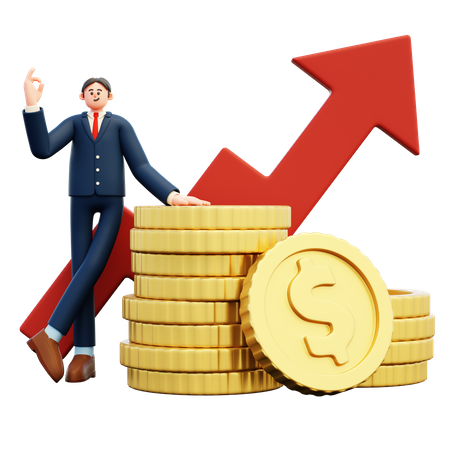 Businessman With Business Growth  3D Illustration