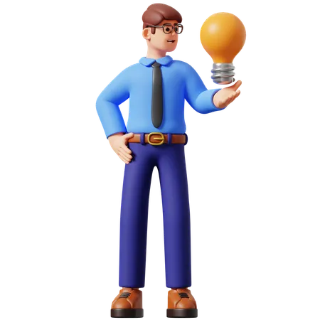 Businessman With Business Idea  3D Illustration
