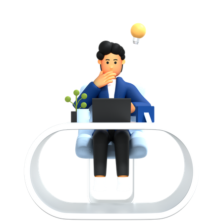 Businessman with business idea  3D Icon