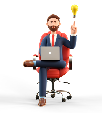 Businessman with business idea  3D Icon