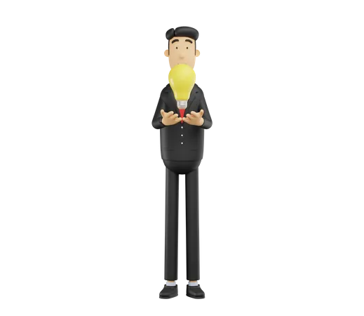 Businessman with business idea  3D Illustration