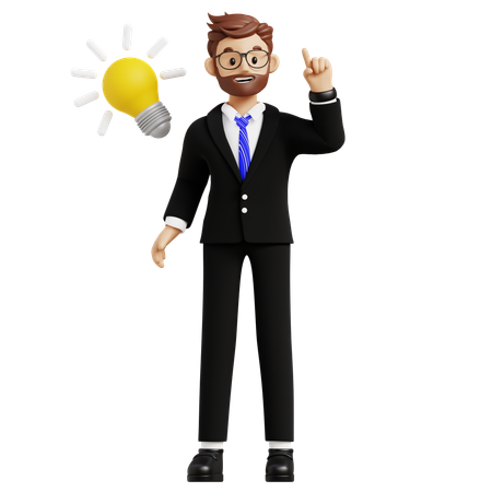 Businessman With Business Idea  3D Illustration