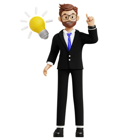 Businessman With Business Idea  3D Illustration