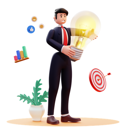 Businessman with business idea  3D Illustration