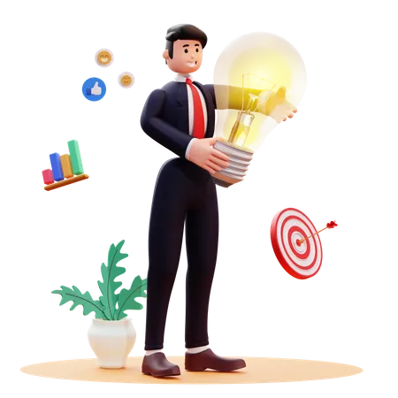 Businessman with business idea  3D Illustration