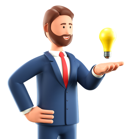 Businessman with business idea  3D Illustration