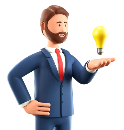 Businessman with business idea  3D Illustration