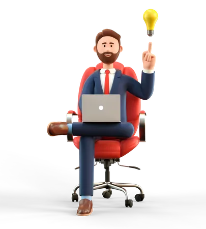 Businessman with business idea  3D Illustration