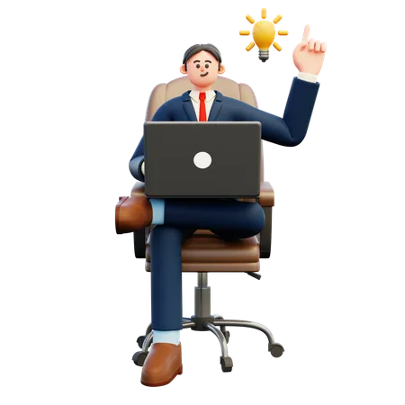 Businessman with business idea  3D Illustration