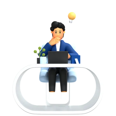 Businessman with business idea  3D Illustration