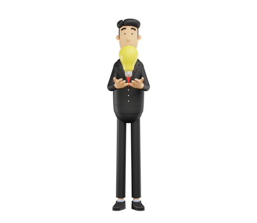 Businessman with business idea 3D Illustration
