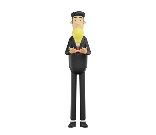 Businessman with business idea 3D Illustration