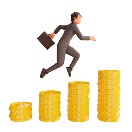 Businessman with business profit  3D Icon