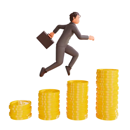 Businessman with business profit  3D Illustration