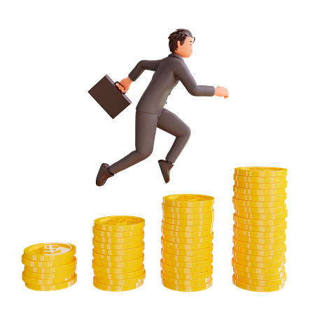 Businessman with business profit 3D Illustration