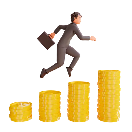 Businessman with business profit 3D Illustration