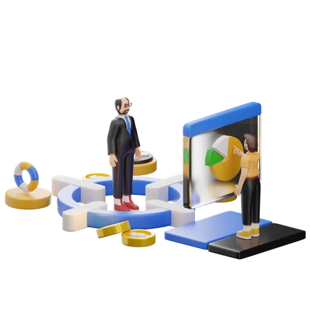 Businessman With Business Target  3D Illustration