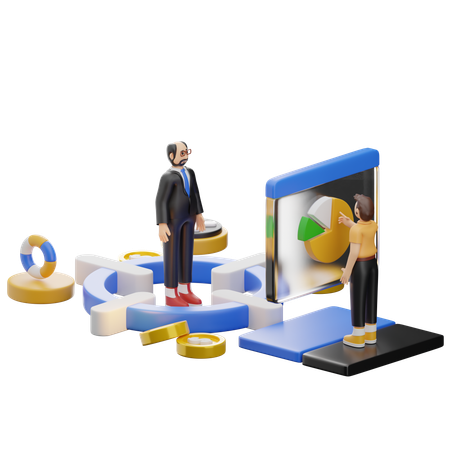 Businessman With Business Target  3D Illustration