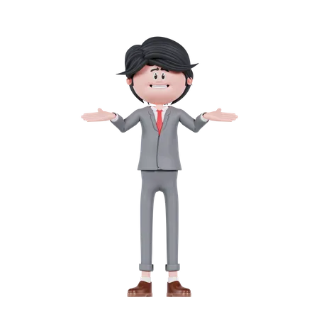 Businessman With Confused Pose  3D Illustration