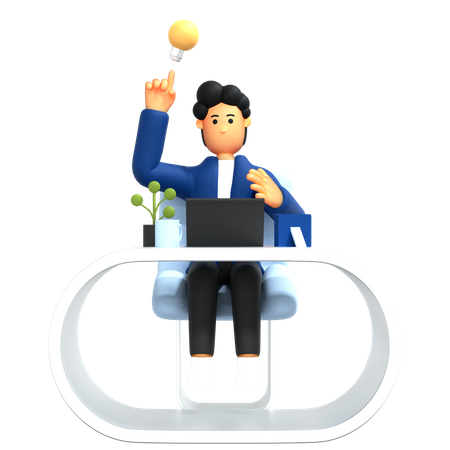 Businessman with creative idea  3D Illustration