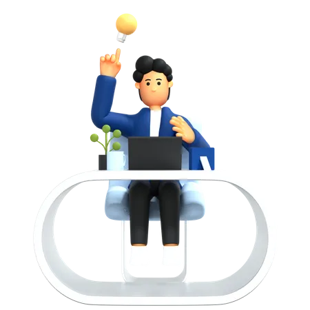 Businessman with creative idea  3D Illustration