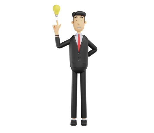 Businessman with creative idea  3D Illustration