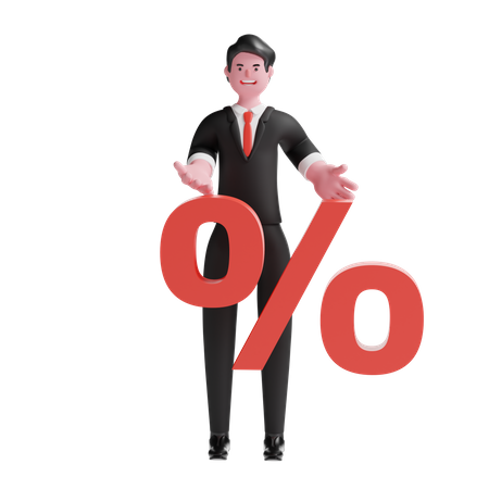 Businessman with Discount Symbol  3D Icon
