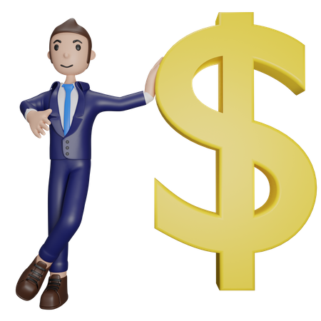 Businessman with dollar  3D Illustration