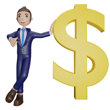 Businessman with dollar 3D Illustration