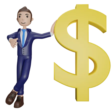 Businessman with dollar  3D Illustration