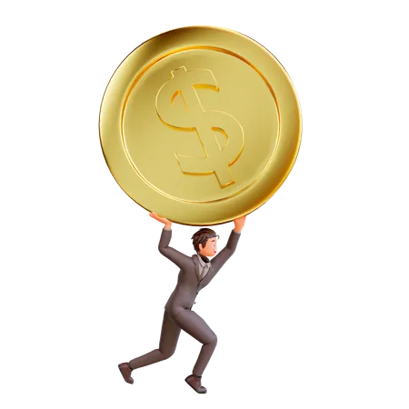 Businessman with dollar coins  3D Illustration