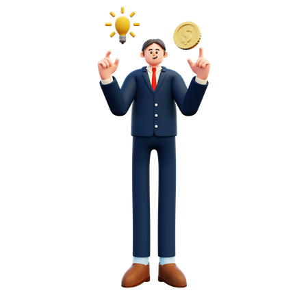 Businessman With Financial Idea  3D Illustration