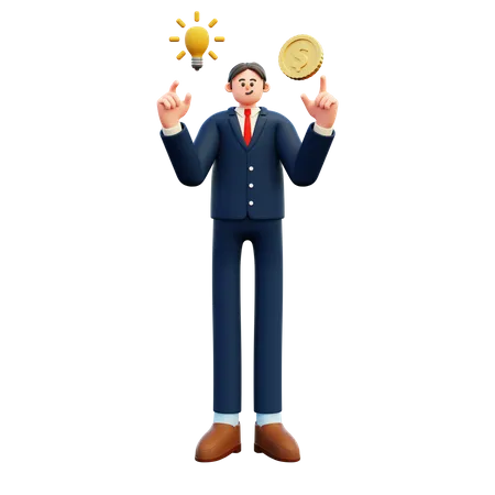 Businessman With Financial Idea  3D Illustration