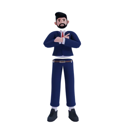 Businessman with folded arms 3D Illustration
