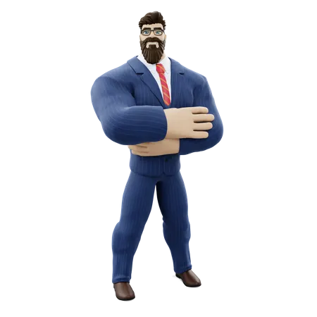 Businessman With Folded Arms  3D Illustration
