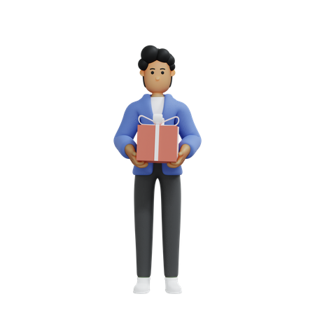 Businessman with gift  3D Icon