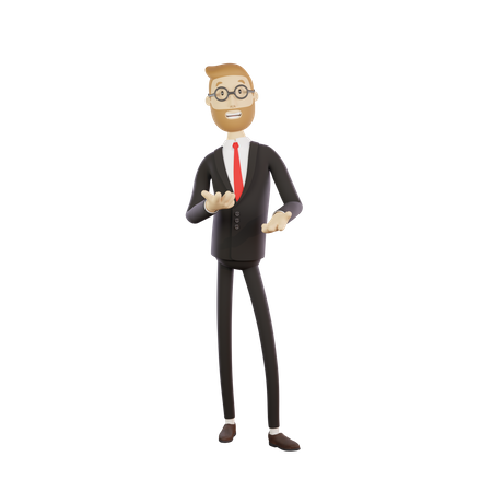 Businessman with glasses telling something  3D Illustration